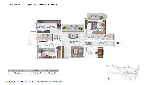 Featured Image of Sattva City 2.5 BHK 1678 Sq Ft Floor Plan