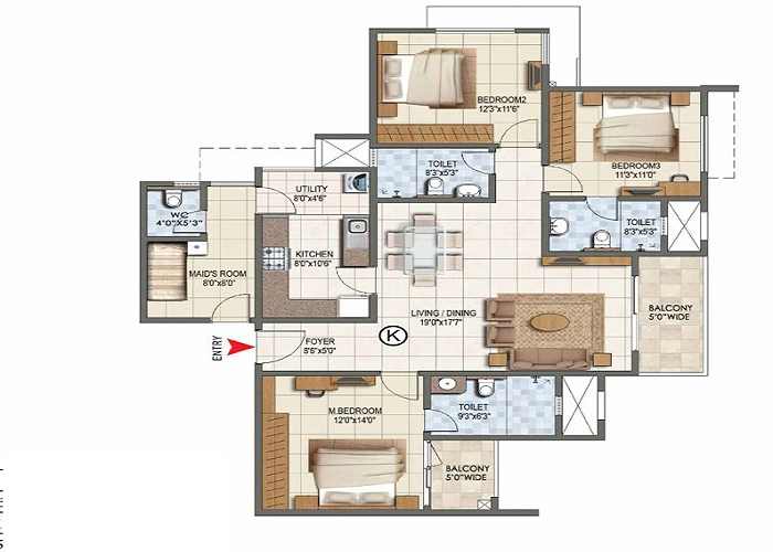 Sattva Casa Crescent 4 BHK Floor Plan