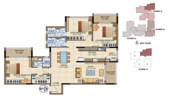 Featured Image of Sattva Aspire 3 BHK Large Floor Plan
